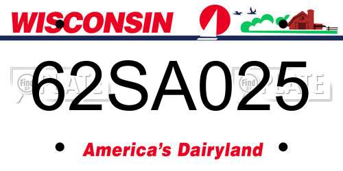 62SA025 Wisconsin License Plate