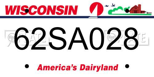 62SA028 Wisconsin License Plate