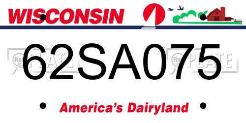 62SA075 Wisconsin License Plate