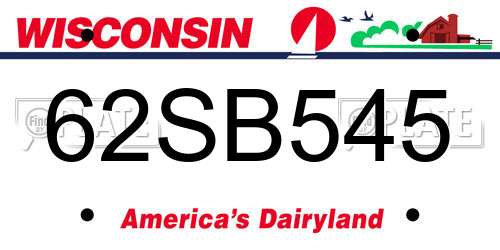 62SB545 Wisconsin License Plate