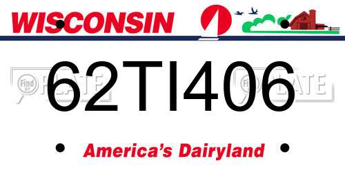 62TI406 Wisconsin License Plate