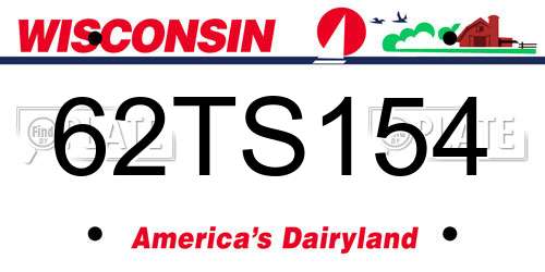 62TS154 Wisconsin License Plate