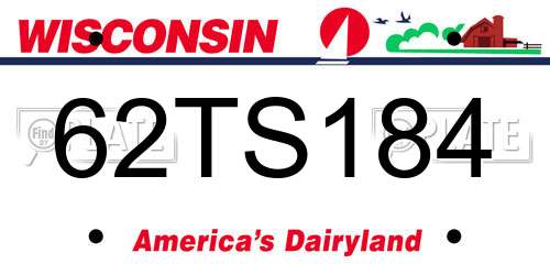 62TS184 Wisconsin License Plate