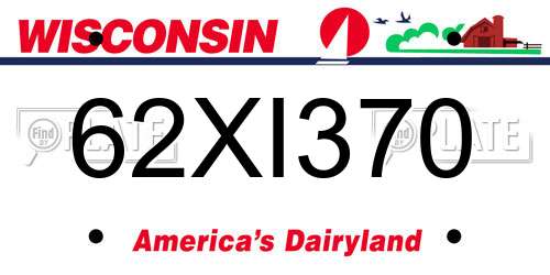 62XI370 Wisconsin License Plate