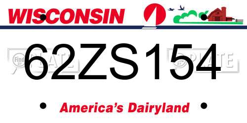 62ZS154 Wisconsin License Plate