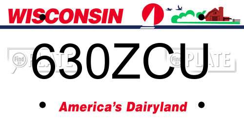 630ZCU Wisconsin License Plate
