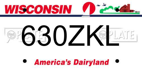 630ZKL Wisconsin License Plate