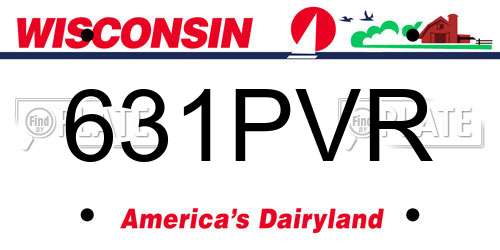 631PVR Wisconsin License Plate