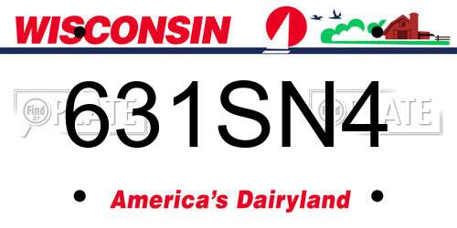 631SN4 Wisconsin License Plate