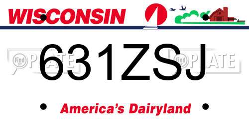631ZSJ Wisconsin License Plate