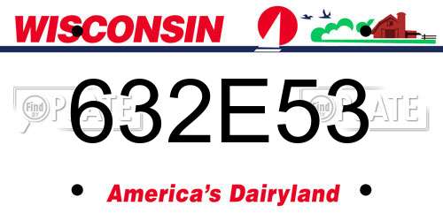 632E53 Wisconsin License Plate