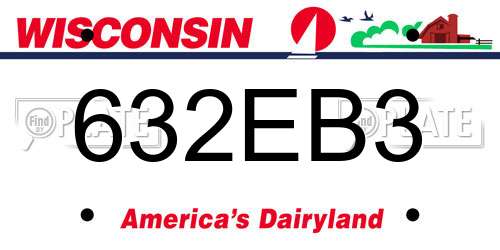 632EB3 Wisconsin License Plate