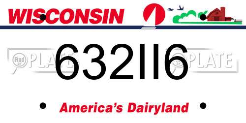 632II6 Wisconsin License Plate