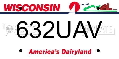 632UAV Wisconsin License Plate