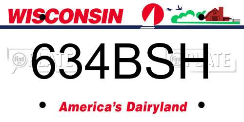 634BSH Wisconsin License Plate