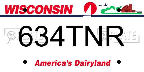 634TNR Wisconsin License Plate