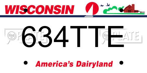 634TTE Wisconsin License Plate