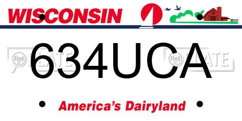 634UCA Wisconsin License Plate