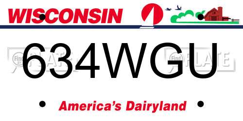 634WGU Wisconsin License Plate