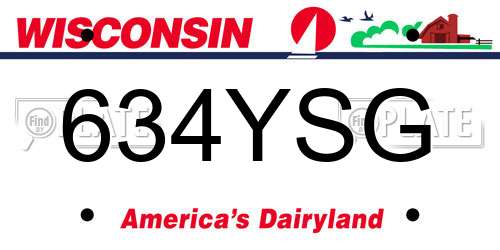 634YSG Wisconsin License Plate