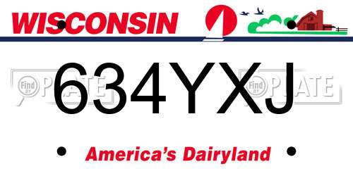 634YXJ Wisconsin License Plate