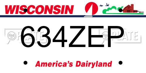 634ZEP Wisconsin License Plate