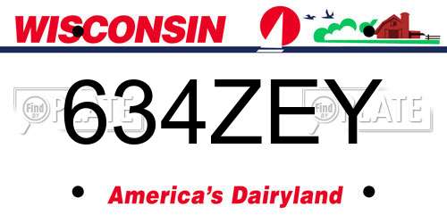 634ZEY Wisconsin License Plate