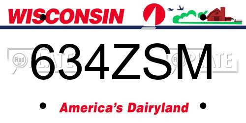 634ZSM Wisconsin License Plate