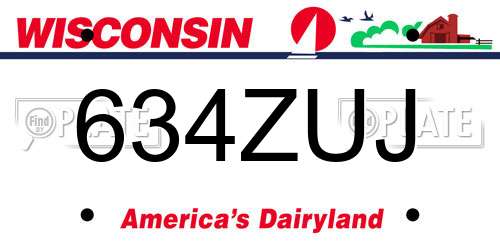 634ZUJ Wisconsin License Plate
