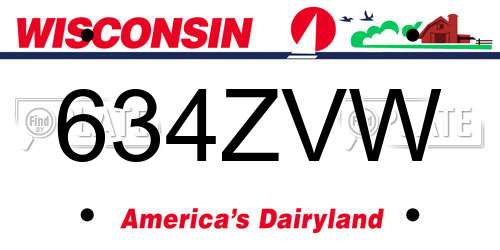 634ZVW Wisconsin License Plate