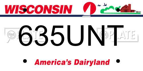 635UNT Wisconsin License Plate