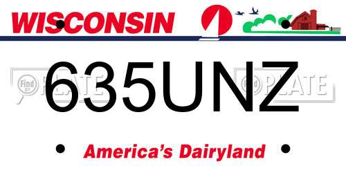 635UNZ Wisconsin License Plate