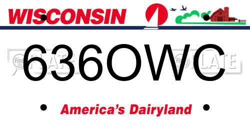 636OWC Wisconsin License Plate
