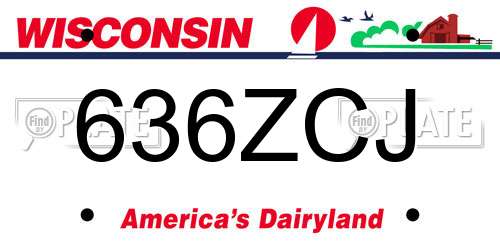 636ZCJ Wisconsin License Plate