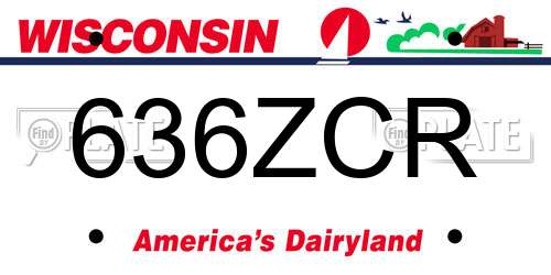 636ZCR Wisconsin License Plate