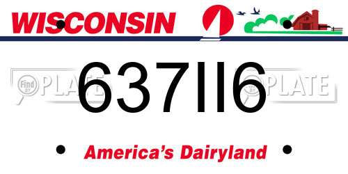 637II6 Wisconsin License Plate