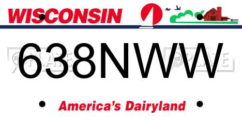 638NWW Wisconsin License Plate