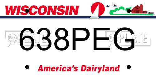 638PEG Wisconsin License Plate
