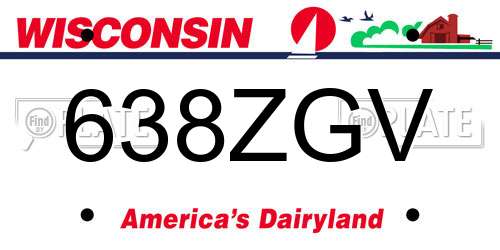 638ZGV Wisconsin License Plate