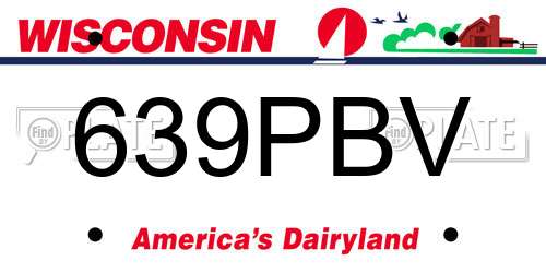 639PBV Wisconsin License Plate