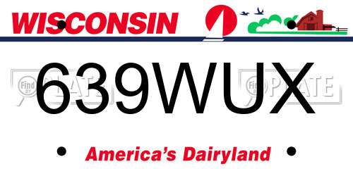 639WUX Wisconsin License Plate