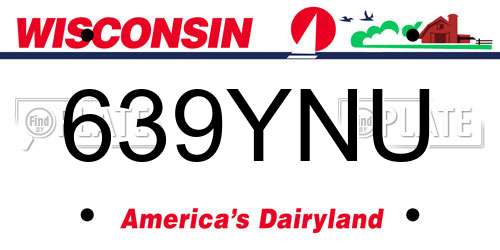 639YNU Wisconsin License Plate