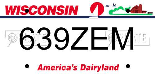 639ZEM Wisconsin License Plate