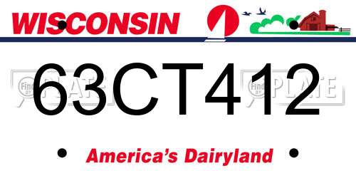 63CT412 Wisconsin License Plate