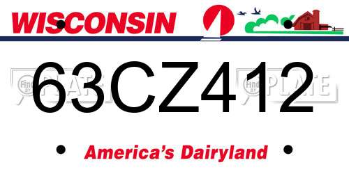 63CZ412 Wisconsin License Plate