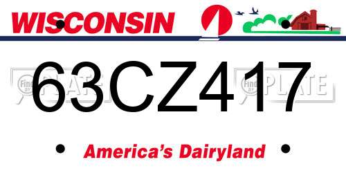 63CZ417 Wisconsin License Plate
