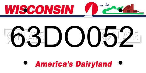 63DO052 Wisconsin License Plate