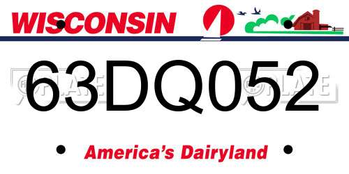 63DQ052 Wisconsin License Plate