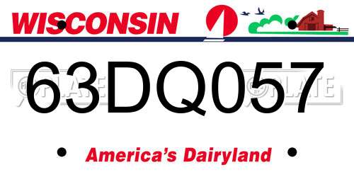 63DQ057 Wisconsin License Plate