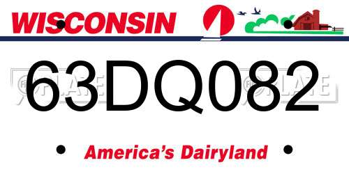 63DQ082 Wisconsin License Plate